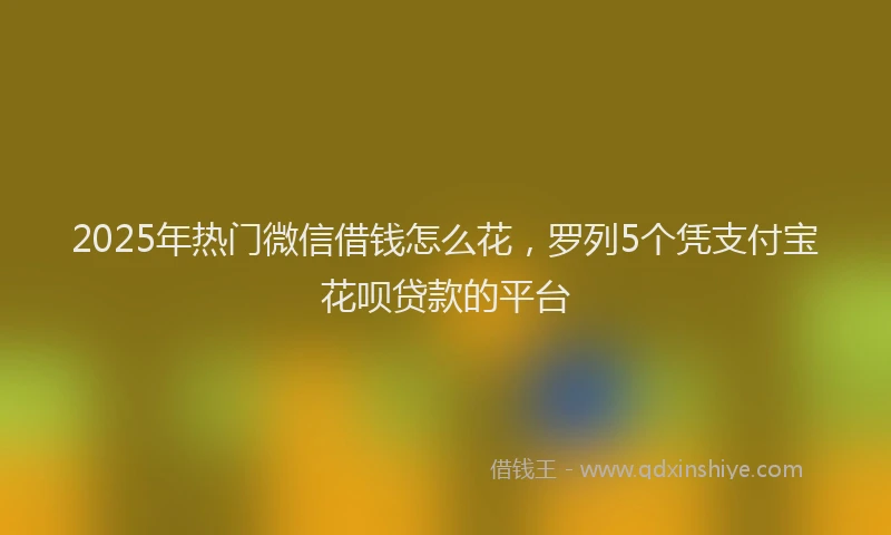 2025年热门微信借钱怎么花，罗列5个凭支付宝花呗贷款的平台