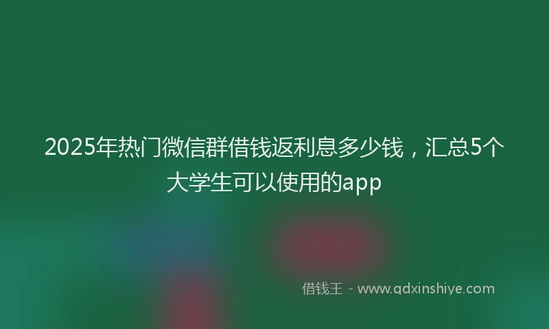 2025年热门微信群借钱返利息多少钱，汇总5个大学生可以使用的app