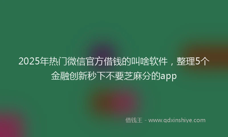 2025年热门微信官方借钱的叫啥软件，整理5个金融创新秒下不要芝麻分的app
