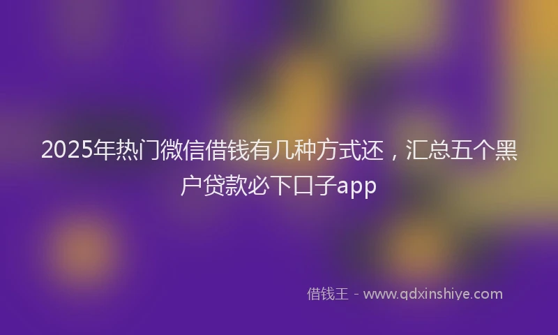 2025年热门微信借钱有几种方式还，汇总五个黑户贷款必下口子app