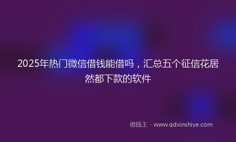 2025年热门微信借钱能借吗，汇总五个征信花居然都下款的软件
