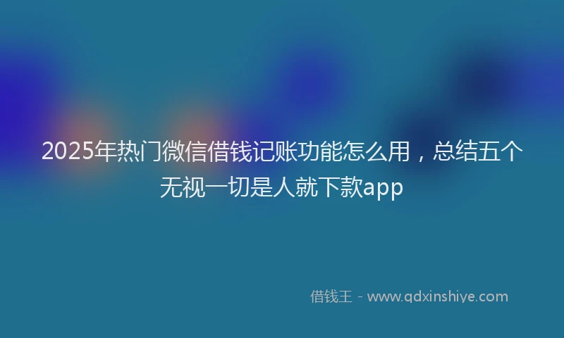 2025年热门微信借钱记账功能怎么用，总结五个无视一切是人就下款app