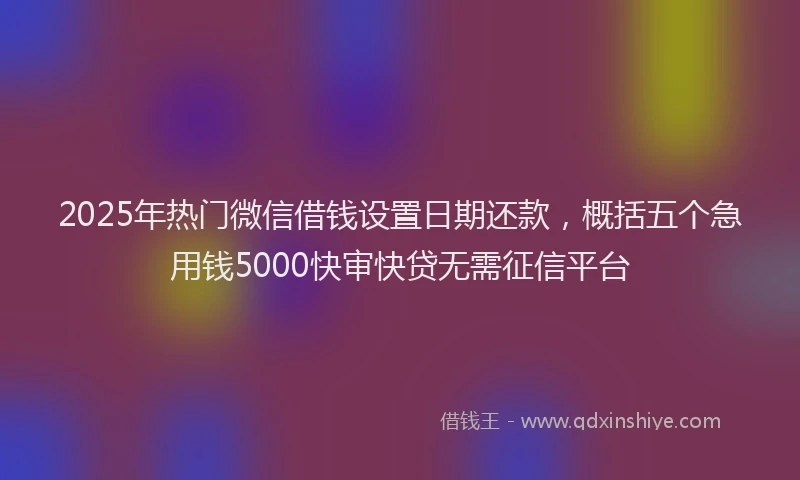 2025年热门微信借钱设置日期还款，概括五个急用钱5000快审快贷无需征信平台