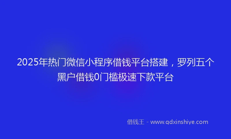 2025年热门微信小程序借钱平台搭建，罗列五个黑户借钱0门槛极速下款平台