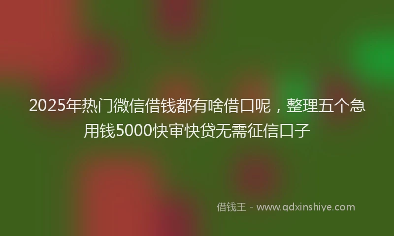 2025年热门微信借钱都有啥借口呢，整理五个急用钱5000快审快贷无需征信口子