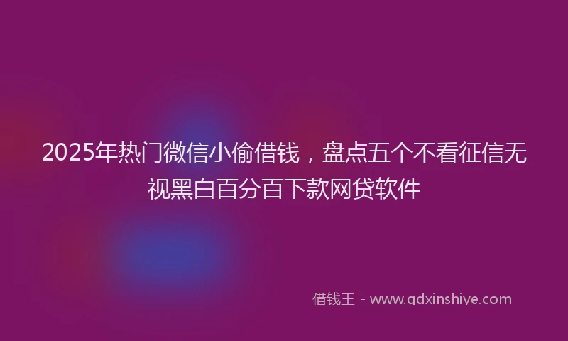 2025年热门微信小偷借钱，盘点五个不看征信无视黑白百分百下款网贷软件