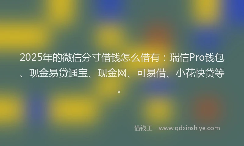 2025年的微信分寸借钱怎么借有：瑞信Pro钱包、现金易贷通宝、现金网、可易借、小花快贷等。