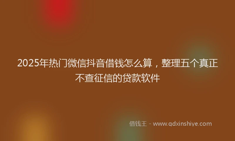 2025年热门微信抖音借钱怎么算，整理五个真正不查征信的贷款软件