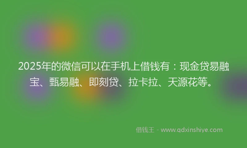 2025年的微信可以在手机上借钱有：现金贷易融宝、甄易融、即刻贷、拉卡拉、天源花等。