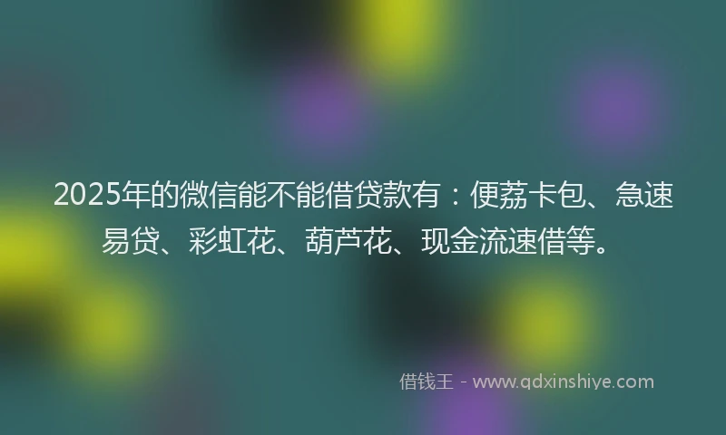 2025年的微信能不能借贷款有：便荔卡包、急速易贷、彩虹花、葫芦花、现金流速借等。