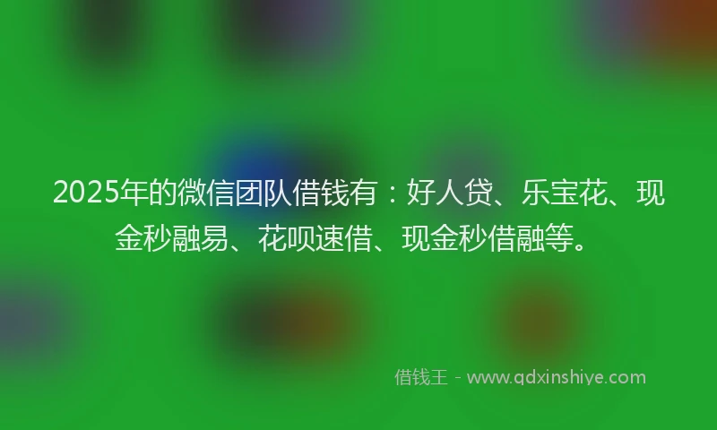 2025年的微信团队借钱有：好人贷、乐宝花、现金秒融易、花呗速借、现金秒借融等。