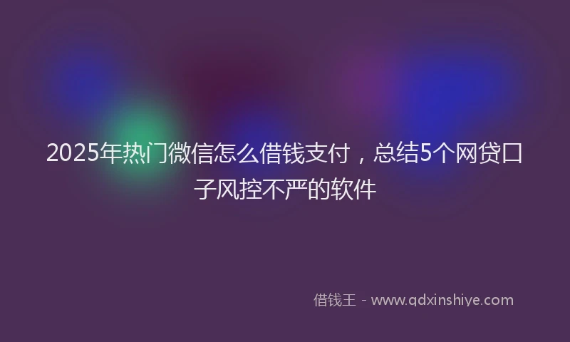 2025年热门微信怎么借钱支付，总结5个网贷口子风控不严的软件