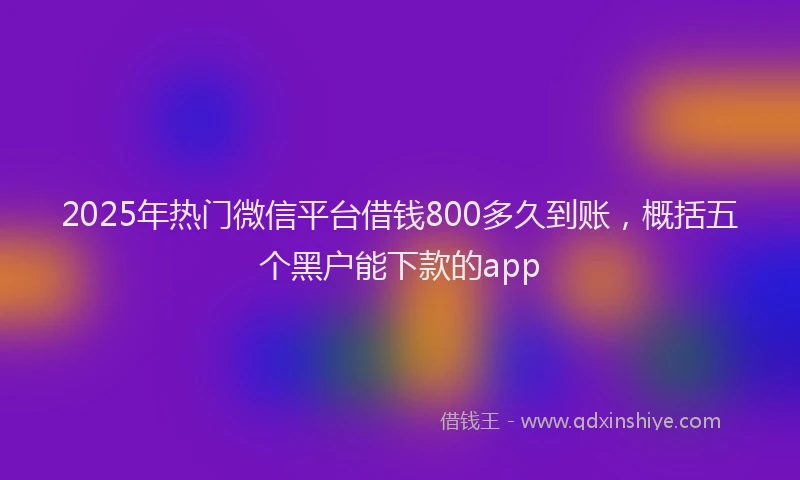 2025年热门微信平台借钱800多久到账，概括五个黑户能下款的app