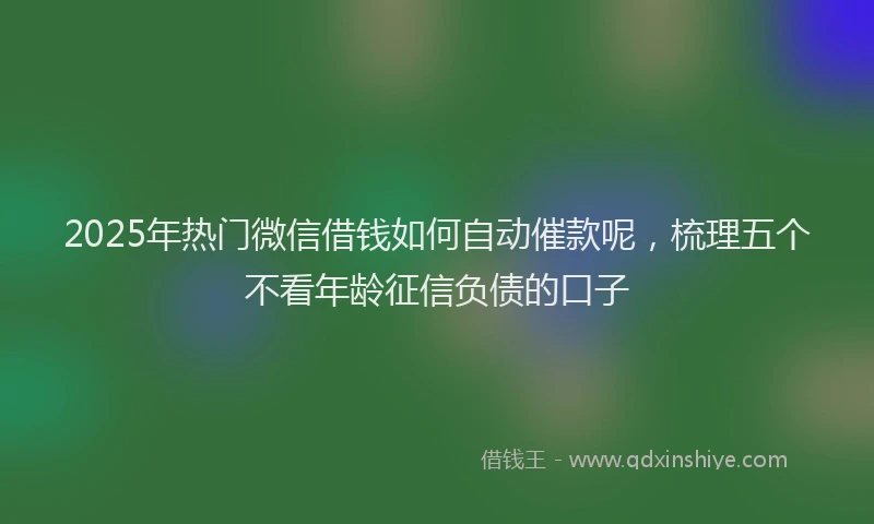 2025年热门微信借钱如何自动催款呢，梳理五个不看年龄征信负债的口子