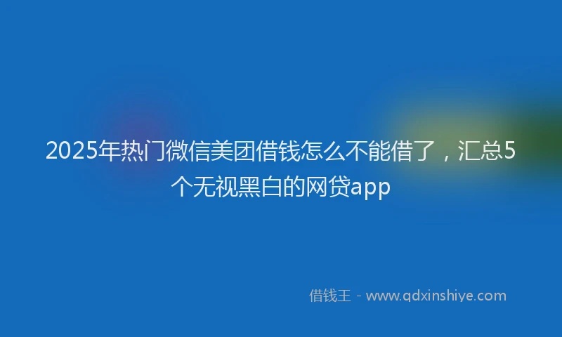 2025年热门微信美团借钱怎么不能借了，汇总5个无视黑白的网贷app
