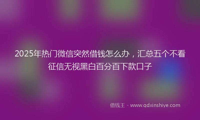 2025年热门微信突然借钱怎么办，汇总五个不看征信无视黑白百分百下款口子