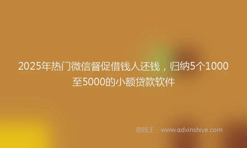 2025年热门微信督促借钱人还钱，归纳5个1000至5000的小额贷款软件