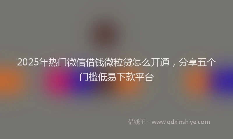 2025年热门微信借钱微粒贷怎么开通，分享五个门槛低易下款平台
