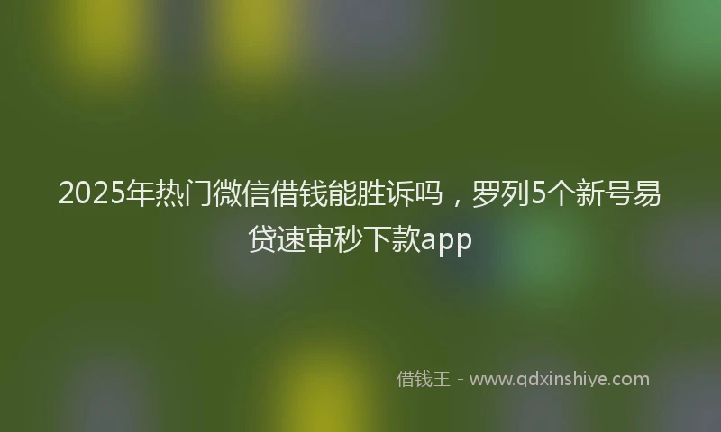 2025年热门微信借钱能胜诉吗，罗列5个新号易贷速审秒下款app