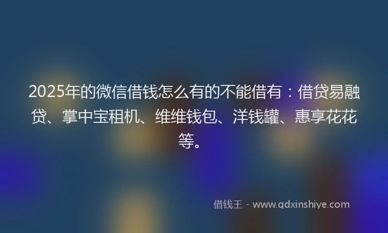2025年的微信借钱怎么有的不能借有：借贷易融贷、掌中宝租机、维维钱包、洋钱罐、惠享花花等。