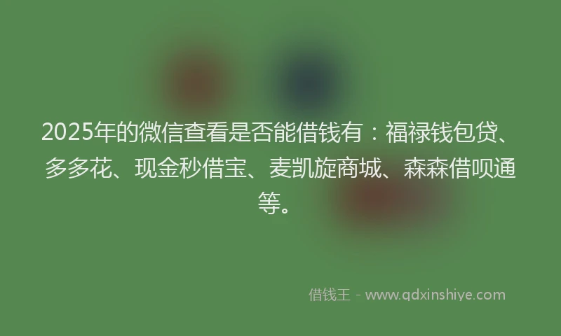 2025年的微信查看是否能借钱有：福禄钱包贷、多多花、现金秒借宝、麦凯旋商城、森森借呗通等。