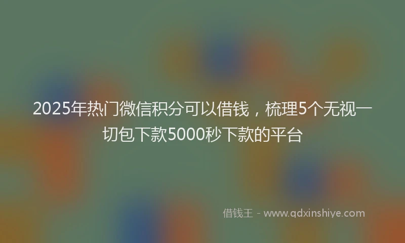 2025年热门微信积分可以借钱，梳理5个无视一切包下款5000秒下款的平台