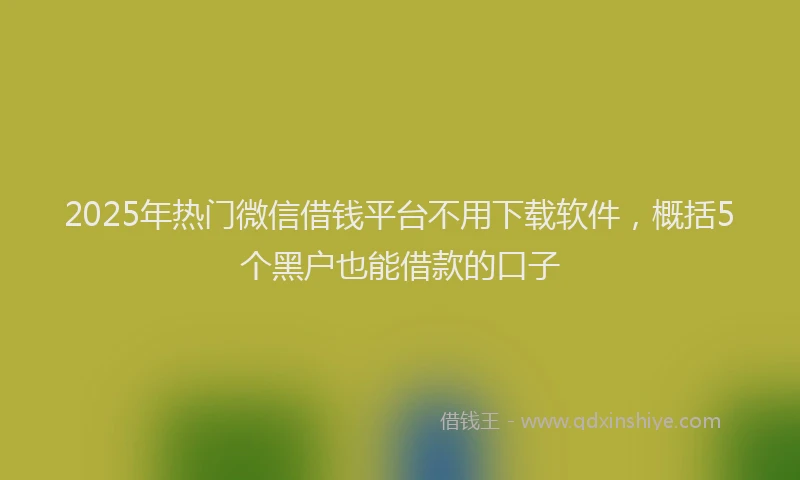 2025年热门微信借钱平台不用下载软件，概括5个黑户也能借款的口子