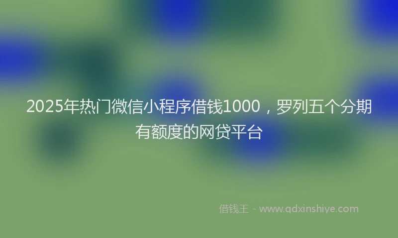2025年热门微信小程序借钱1000，罗列五个分期有额度的网贷平台