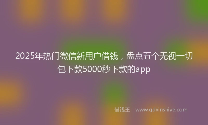2025年热门微信新用户借钱，盘点五个无视一切包下款5000秒下款的app