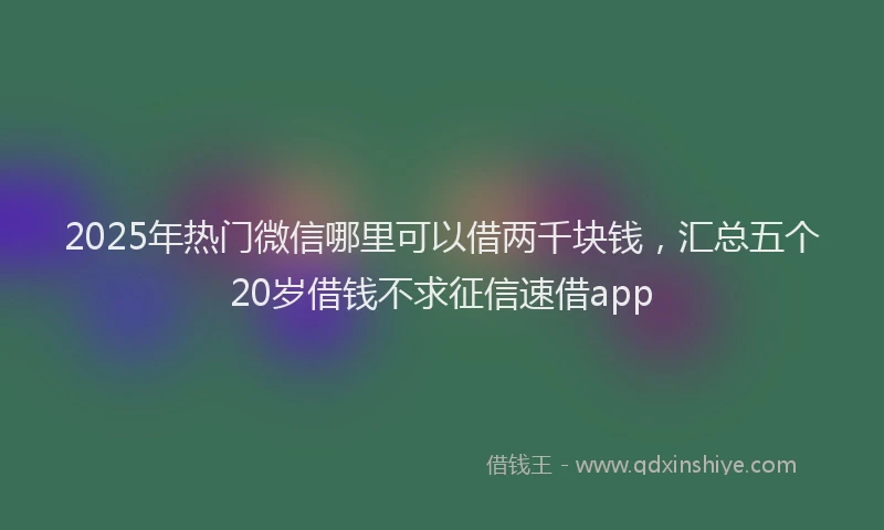 2025年热门微信哪里可以借两千块钱，汇总五个20岁借钱不求征信速借app