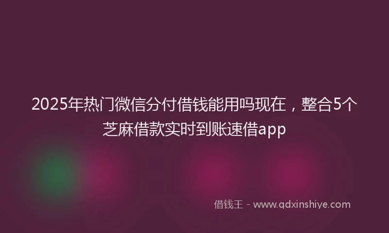 2025年热门微信分付借钱能用吗现在，整合5个芝麻借款实时到账速借app
