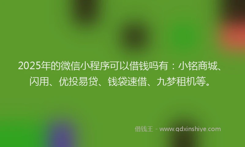 2025年的微信小程序可以借钱吗有：小铭商城、闪用、优投易贷、钱袋速借、九梦租机等。