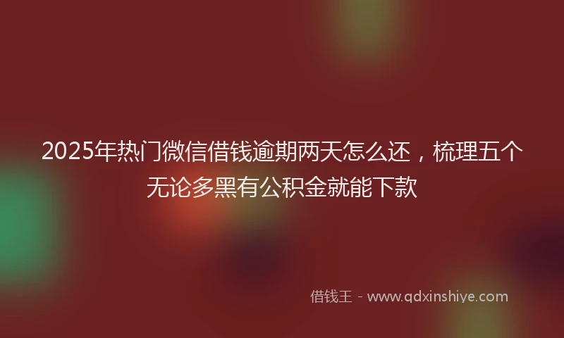 2025年热门微信借钱逾期两天怎么还，梳理五个无论多黑有公积金就能下款