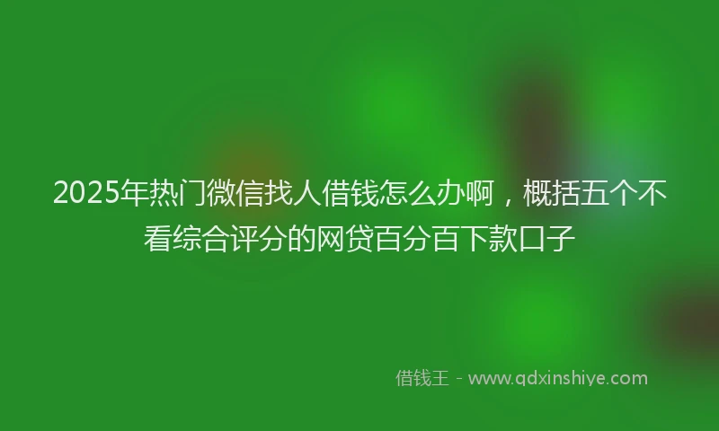 2025年热门微信找人借钱怎么办啊，概括五个不看综合评分的网贷百分百下款口子