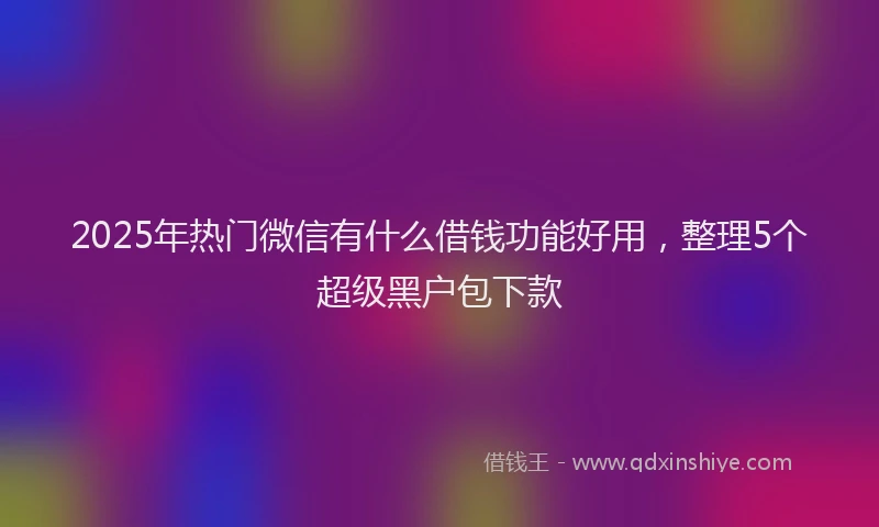 2025年热门微信有什么借钱功能好用，整理5个超级黑户包下款