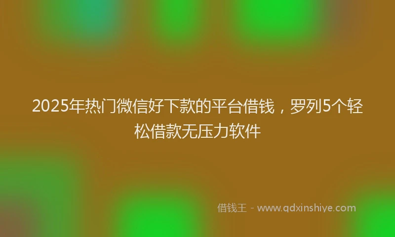 2025年热门微信好下款的平台借钱，罗列5个轻松借款无压力软件