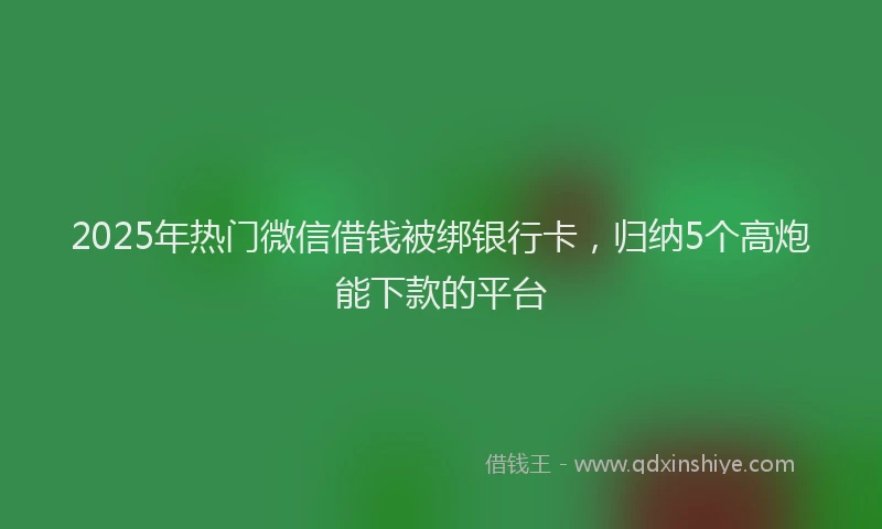 2025年热门微信借钱被绑银行卡，归纳5个高炮能下款的平台