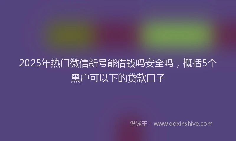 2025年热门微信新号能借钱吗安全吗，概括5个黑户可以下的贷款口子