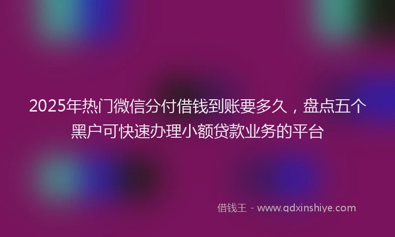 2025年热门微信分付借钱到账要多久，盘点五个黑户可快速办理小额贷款业务的平台