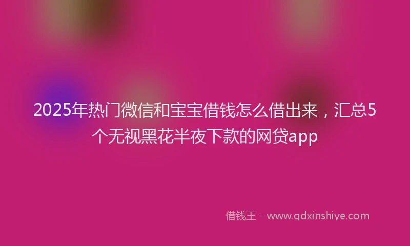 2025年热门微信和宝宝借钱怎么借出来，汇总5个无视黑花半夜下款的网贷app
