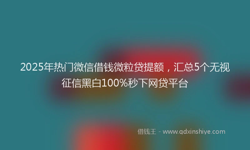 2025年热门微信借钱微粒贷提额，汇总5个无视征信黑白100%秒下网贷平台