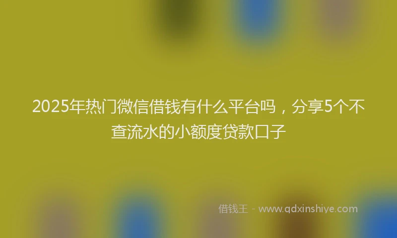 2025年热门微信借钱有什么平台吗，分享5个不查流水的小额度贷款口子