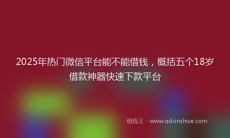 2025年热门微信平台能不能借钱，概括五个18岁借款神器快速下款平台