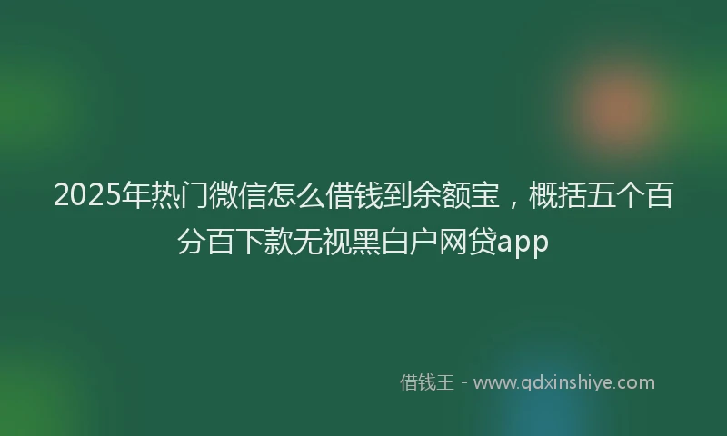 2025年热门微信怎么借钱到余额宝，概括五个百分百下款无视黑白户网贷app
