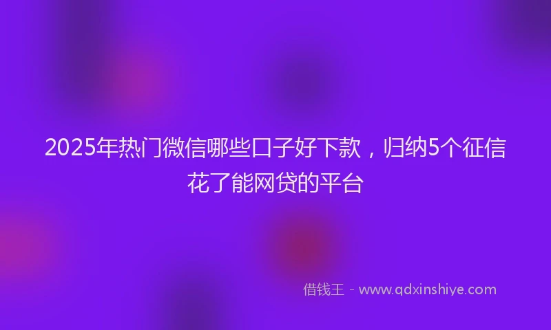 2025年热门微信哪些口子好下款，归纳5个征信花了能网贷的平台