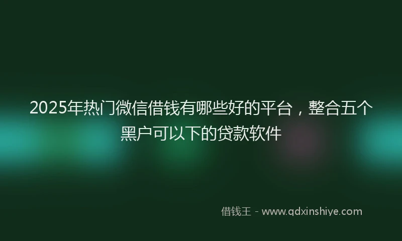 2025年热门微信借钱有哪些好的平台，整合五个黑户可以下的贷款软件