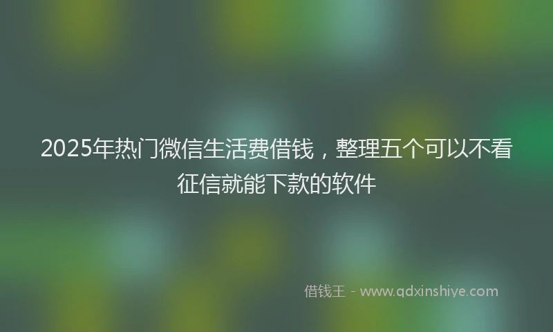 2025年热门微信生活费借钱，整理五个可以不看征信就能下款的软件