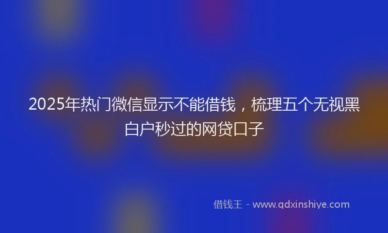 2025年热门微信显示不能借钱，梳理五个无视黑白户秒过的网贷口子
