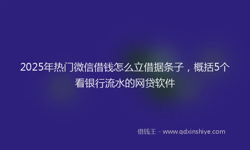 2025年热门微信借钱怎么立借据条子，概括5个看银行流水的网贷软件