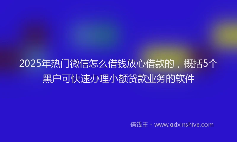 2025年热门微信怎么借钱放心借款的，概括5个黑户可快速办理小额贷款业务的软件